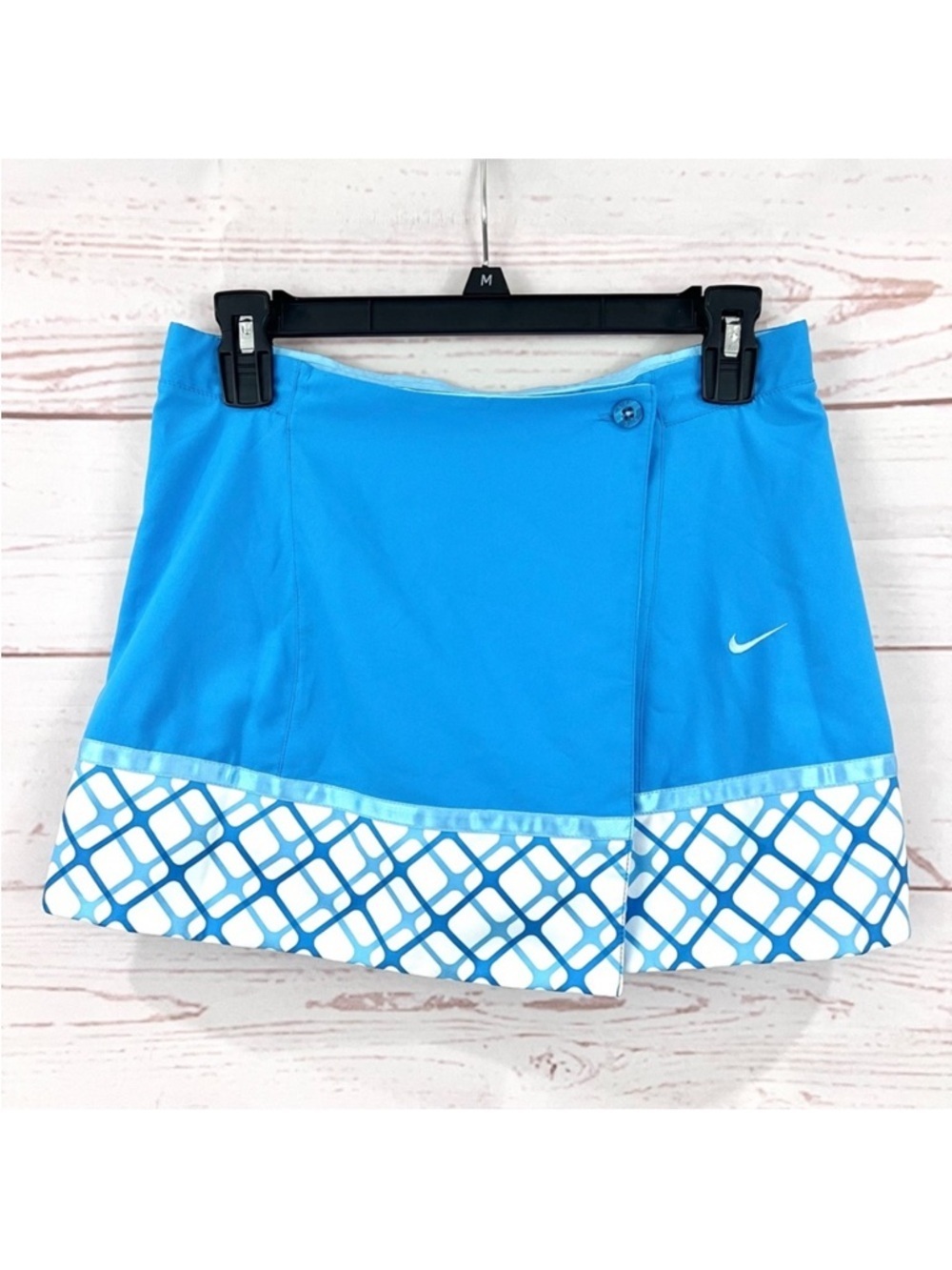 Nike Baby Blue Plaid Tennis Wrap Mini Skirt w 2 Ball Pockets